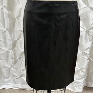 Talbots Elegant Brown Leather Pencil Skirt